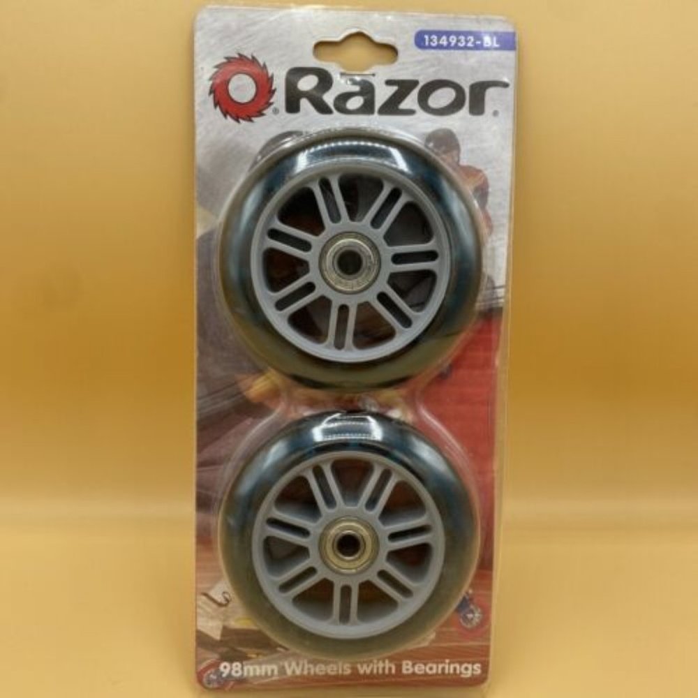 Razor 98mm Wheels with Bearings Set of 2 Blue Item # 134932-BL Scooter Brand New